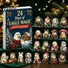 Holiday Countdown Gift Box Eagle Advent Calendar, 24Pcs Acrylic 2D Ornament Set with Mini Cartoon Figures, Christmas Tree Hanging Decor, for Kids Bald