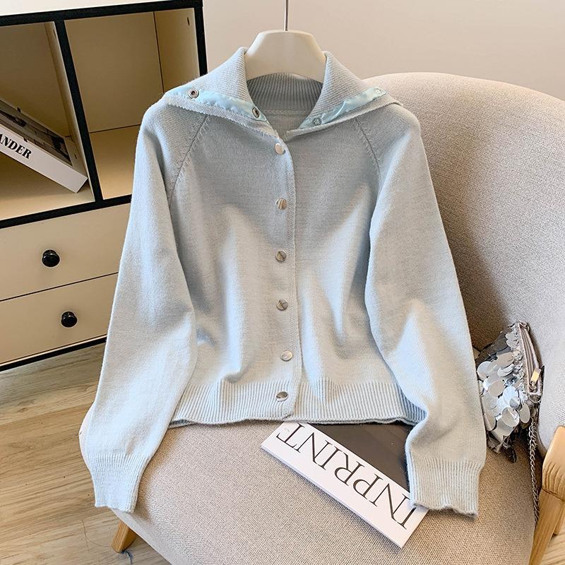 

Jacket women s autumn and winter fashion lazy soft waxy turtleneck hidden button cardigan knitted sweater XL