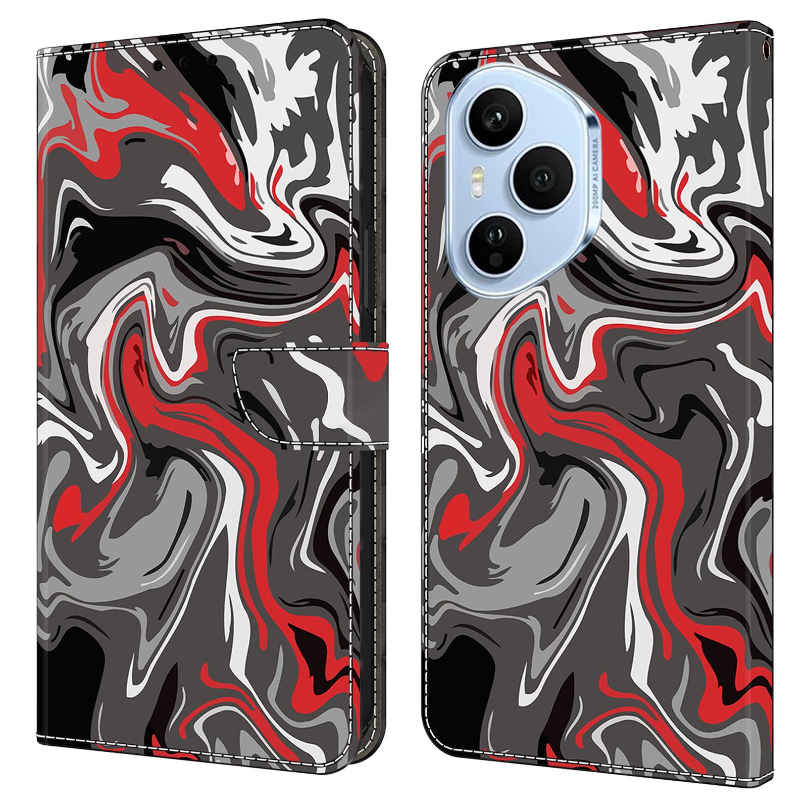 

Для Honor 400 Pro 5G (Глобальный) Чехол-кошелек с принтом, подставка, кожаный откидной чехол для телефона Rock Texture