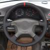 Black Faux Leather Hand-stitched No-slip Soft Car Steering Wheel Cover Braids For Nissan Stagea 1996-1999 Patrol Y61 1997-2004
