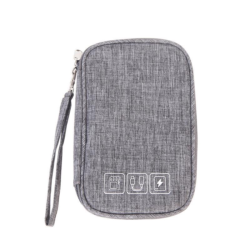 

Portable Electronics Organizer: Compact Storage Bag for Cables, Chargers, and Power Banks - Ideal for Travel and Business Trips серый