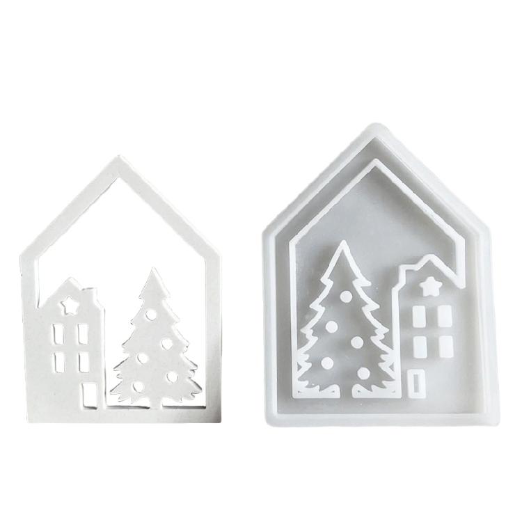Ornament Mould Flexible Silicone Mold for Office Decoration 3D House Figurine Shaped Desktop Embellishment Making Molds