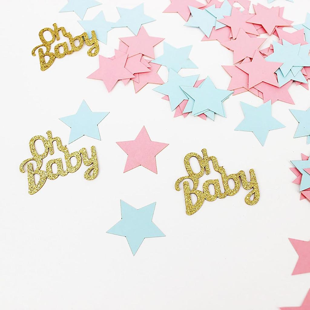 Gender Reveal Decorations Paper Confetti, Pink Blue Round Paper Confetti, Gold Baby Paper Confetti, Glitter Table Confetti, Sparkling for Baby