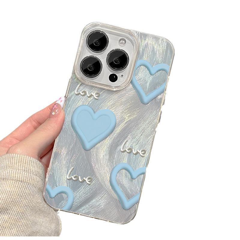 

Applicable To Apple 15 Mobile Phone Case Iphone14 Smudge Green Love 13pro Feather Yarn IMD Laser Xs Large Hole 11 iPhone SE (2nd Generation)