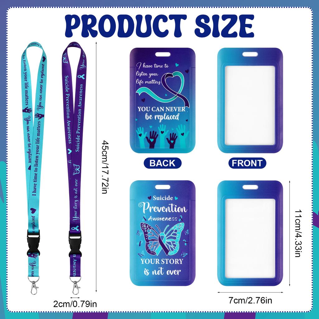 Lanyard pro povědomí o prevenci sebevražd s klipem na ID Fialový klíčenka Lanyard Příslušenství pro klíče a ID karty Pro ženy Dívky Učitele
