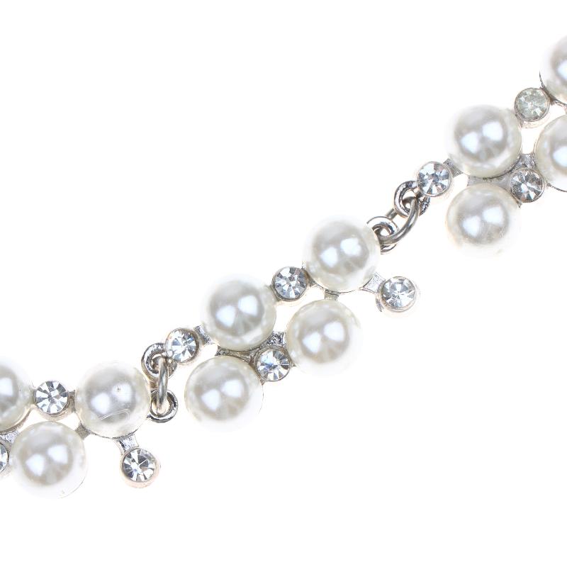 Fashion Imitation Pearl Rhinestone Bracelet Adjustable Chain Vintage Faux Pearl Bangle For Women Wedding Party Daily Jewelry