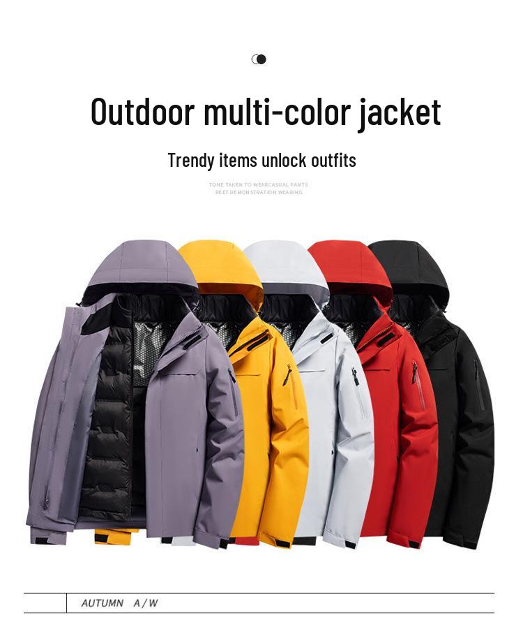 Men's 3-in-1 Detachable Outdoor Jacket: Windproof, Waterproof, Warm