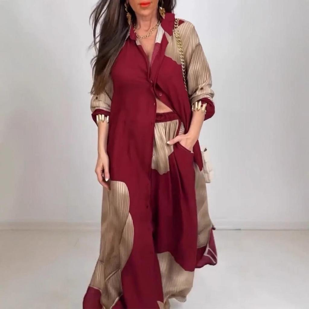 2025 European & American Style Seven-Sleeve Women's Cardigan & Pants Casual Set