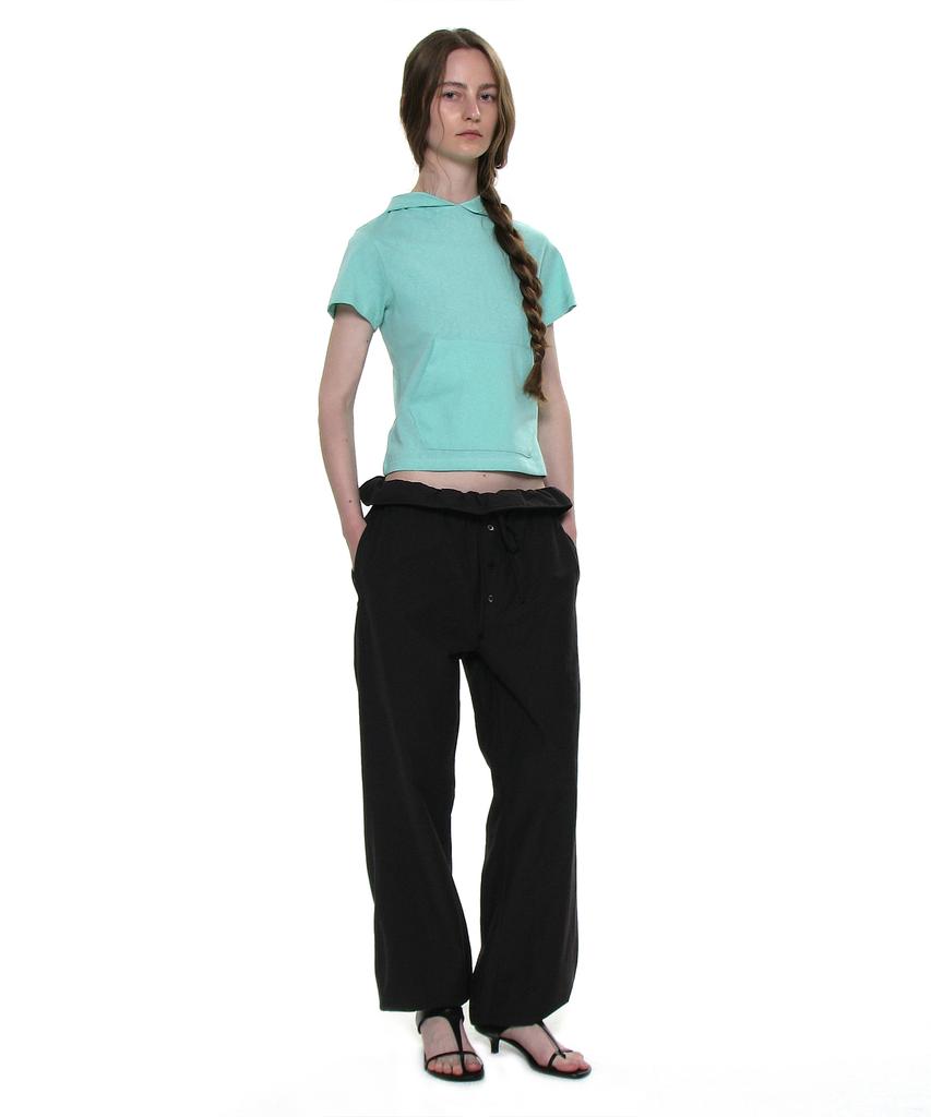 PARTIMENTO WOMEN Two-Way Frill Turnover Waist Pants_Black