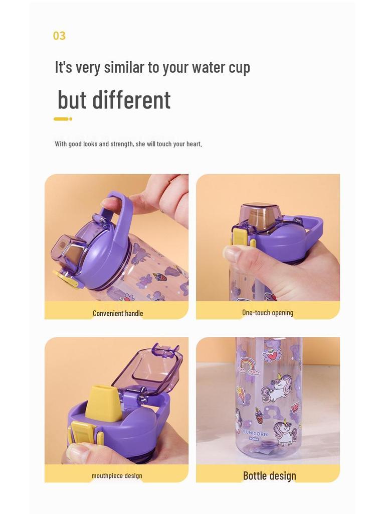 Durable, Heat-Resistant Plastic Straw Cup for School-Age Kids - Portable and Drop-Resistant