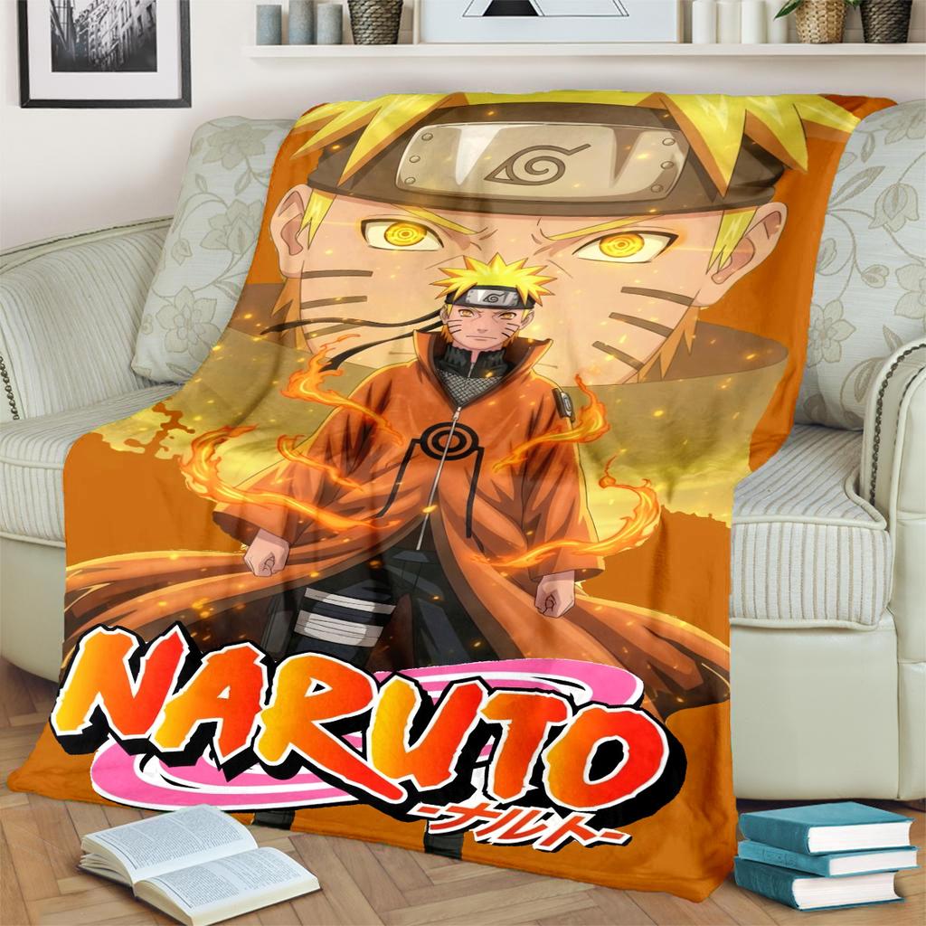 Anime-Naruto Print Blanket Warm Comfortable Flannel Blanket for Bedrooms, Sofas, Beds, Chairs, Picnics, Travel -LXR54