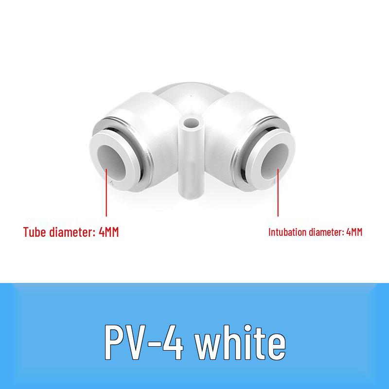 Pneumatic Quick Connect Tee, White Plastic, Straight Push-in, Sizes: 4-16mm