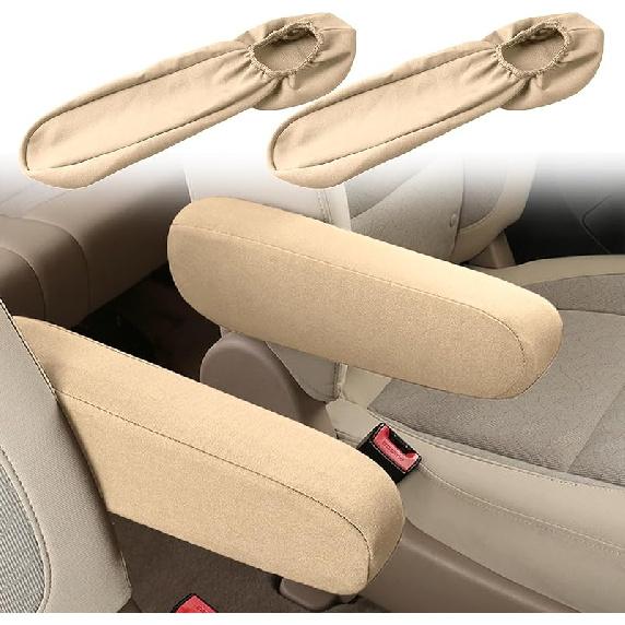 2PC Car Front Seat Armrest Covers,Universal Size Seat Arm Rest Cover,Flat Cloth Fabric Armrest Cover,Car Interior Accessories(Black,1Pair)