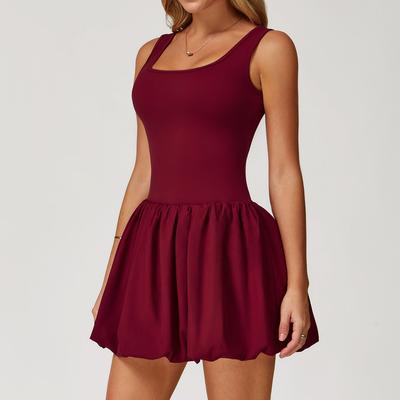 Nacktes Fake Zweiteiliges Sportkleid für Damen, Anti-Blend-Basis, Outdoor-Laufen, Fitness, Tenniskleid für Damen