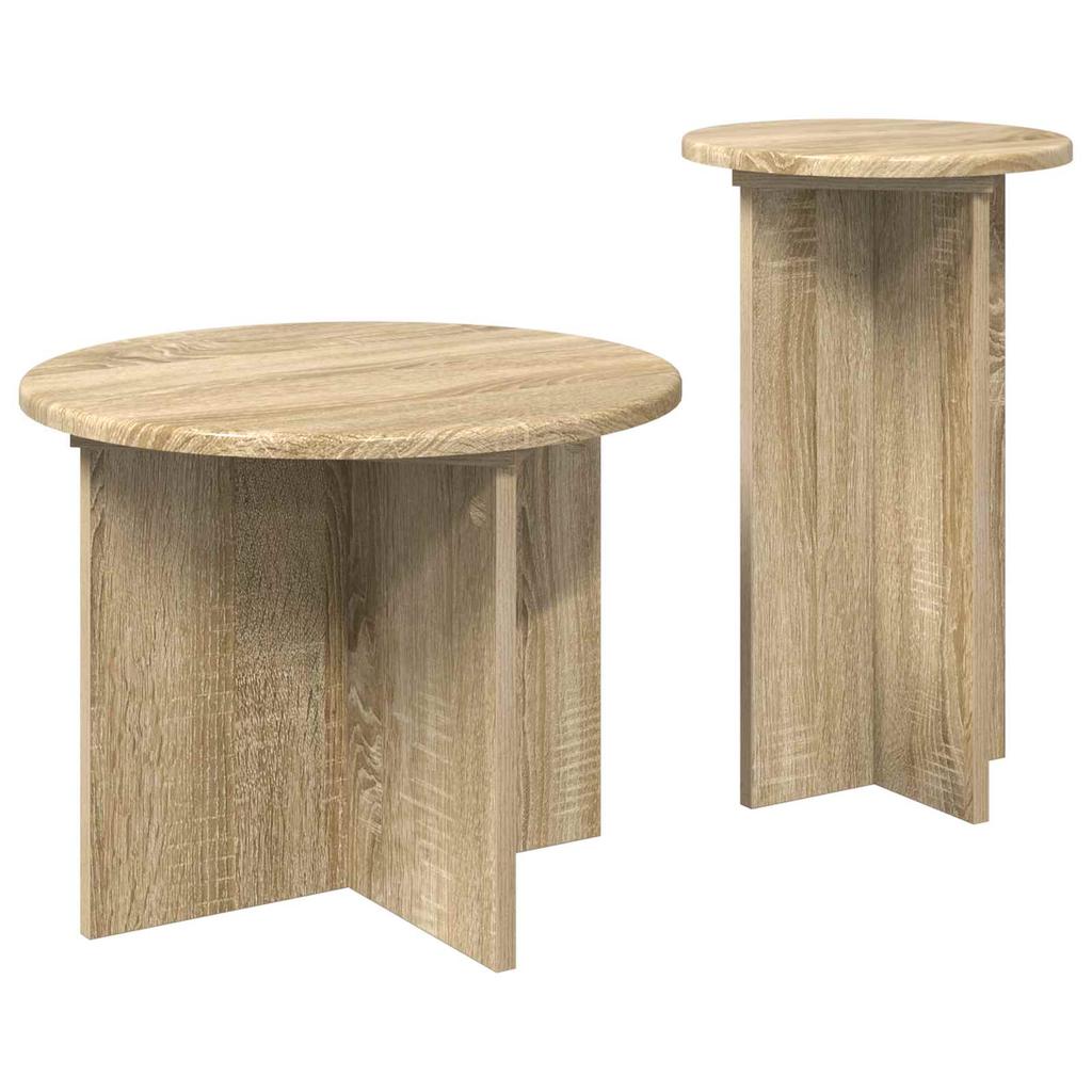 Side Table Set with Storage 2 pcs Sonoma Oak Wood Based Material