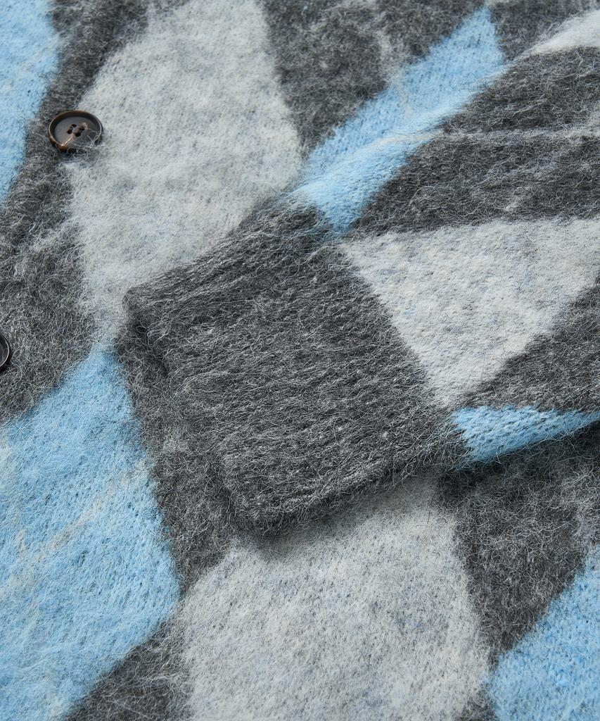 Cuznello Blend Argyle Cardigan_Charcoal