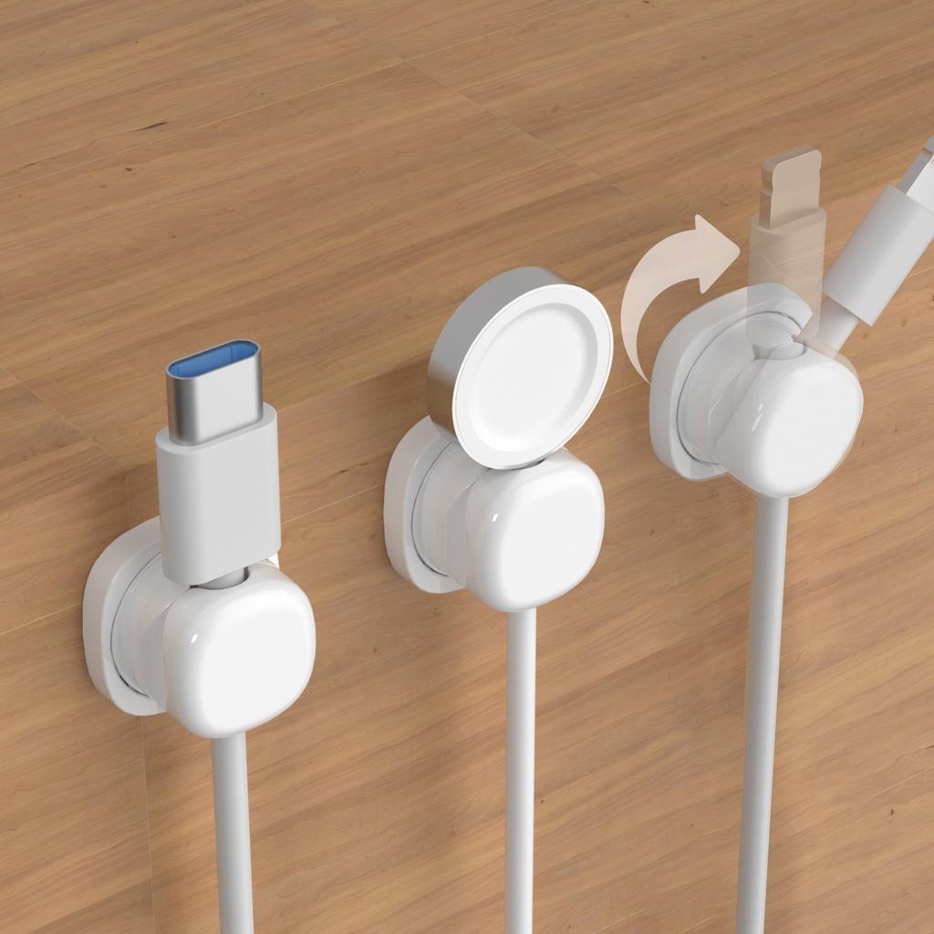 Rotatable Cable Organizer Desktop Data Cable Storage And Collection Mobile Phone Charging Cable Clip Spring Fixed Cable Organizer