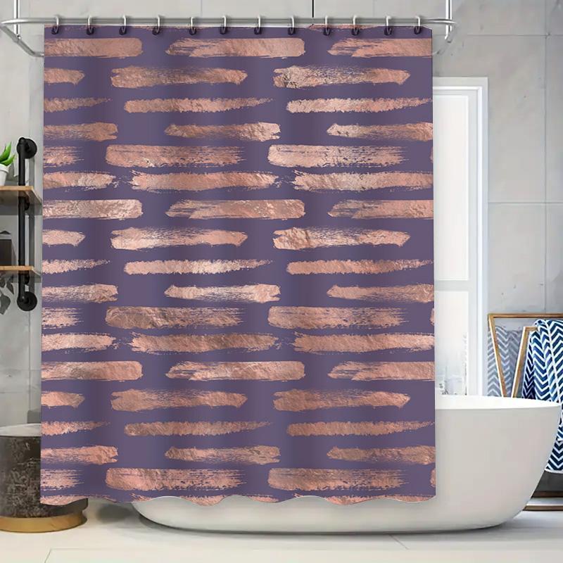 

Decorative Blue Gold Floral Shower Curtain Set for Bathroom Decor Modern Flower Print Fabric Waterproof Bath Mat Accessories in 90x180cm