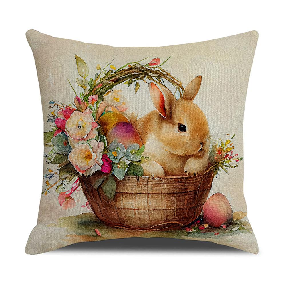 Neuer Oster-Kissenbezug Frühling Beliebt Retro Hase Dekokissen Sofa Kissenbezug