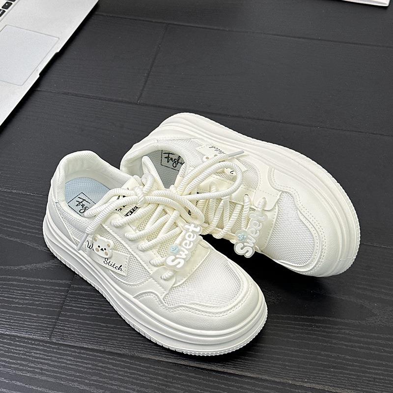 9 Spring little white shoes new mesh female students thick-soled heightening sports board shoes casual