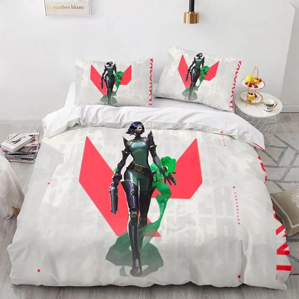 Fashion 3d Print Game Valorant Bedding Set BoysGirls Twin Queen Size Duvet Cover Pillowcase Bed Kids Adult Fashion Home Textile