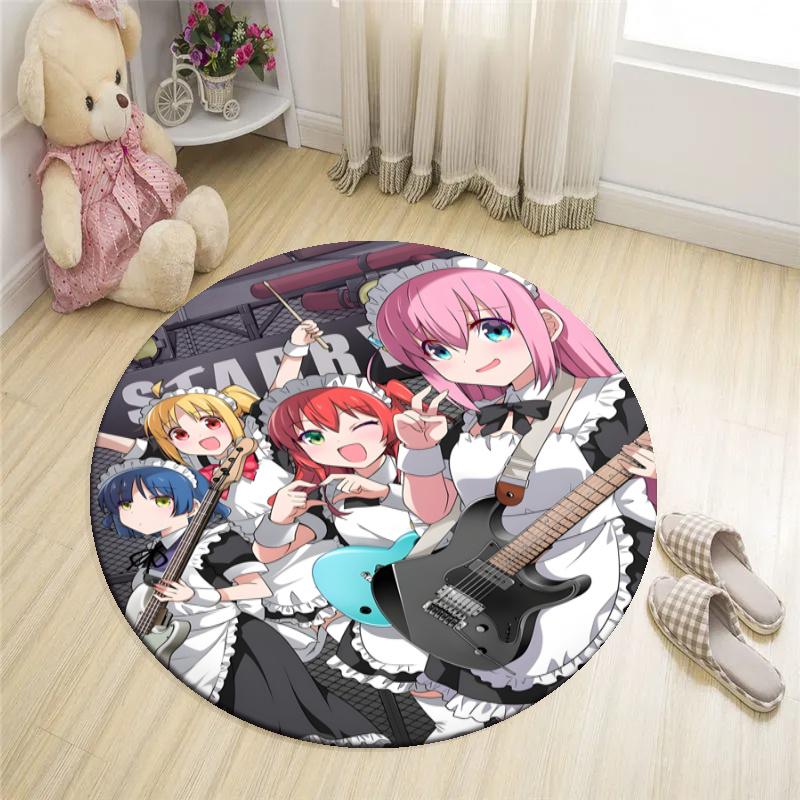 Customizable BOCCHI THE ROCK Round Non-Slip Carpet - Ideal for Garden, Picnic, Office, Perfect for Decoration, Suitable For All Seasons