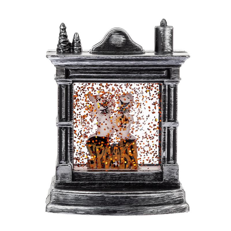 Halloween Fireplace Lamp Pumpkin Lantern Ghost Lamp Ghost Festival Skull Wind Lamp Halloween Night Light Desktop Ornament