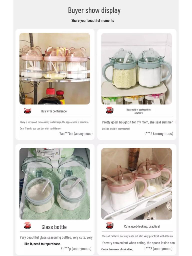 Gewürzglas-Set für die Küche: Glas Gewürzbehälter für Salz, Zucker, MSG