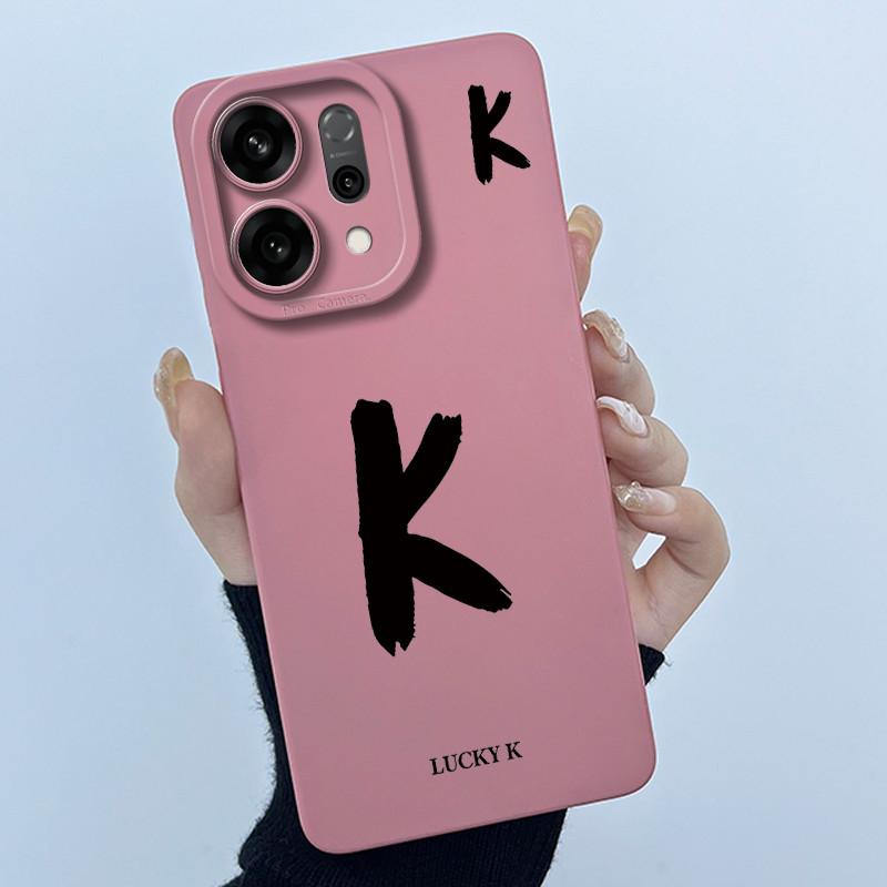 For OPPO Reno14 Pro 5G Cover Case Lucky Initial Letter Couple Silicone Soft Matte Phone Bumper for Oppo Reno 14 Pro 5G Casing