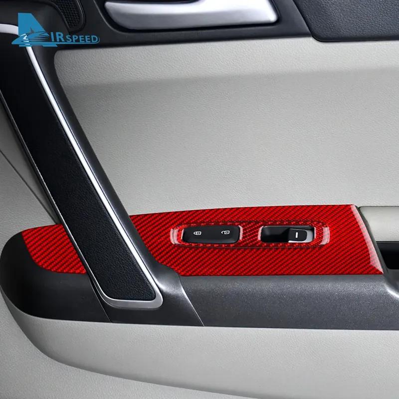 For Kia Sportage 2017 2018    Real Soft Carbon Fiber Sticker LHD Car Front Rear Door Window Llift Panel Trim