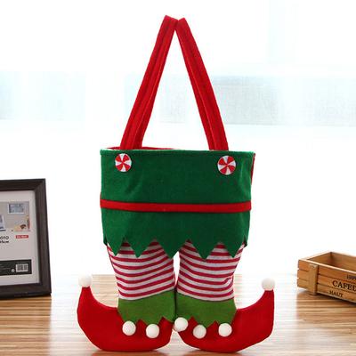 Christmas Candy Bag Sock Shape Red Wine Storage Gift Tote Portable Party Favor Bag For Holiday Decor Wine Holder