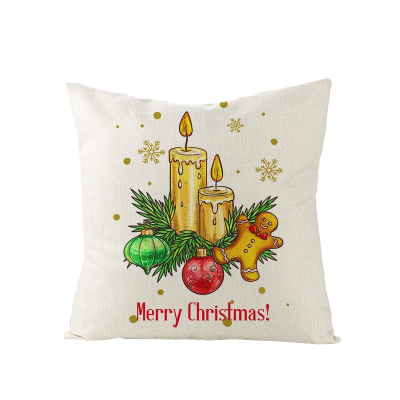 Home Polyester Pillow Cover Cartoon Digital Print Christmas Cushion Cover Living Room Sofa Cushion Cover