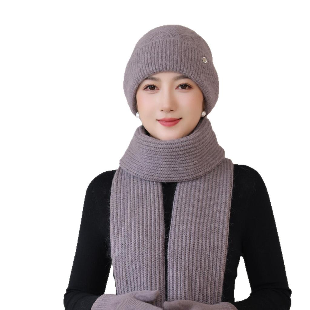 Women's Woolen Hat Thickened Warm  Windproof and Coldproof  Ear Protection Woolen Knitted Hat for The Elderly In Autumn and Winter
