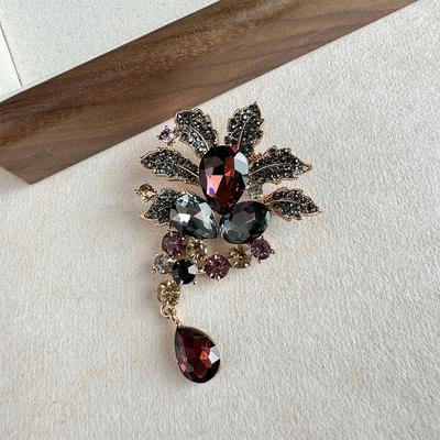 Palast Retro Luxus Kokospalme Brosche High-End Damen Farbe Zirkon Blume Temperament Korsage Anzug Mantel Zubehör