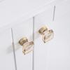 Crystal Glass Furniture Handle Champagne / Transparent Single Hole Drawer Pull Handles Luxury Gold Base Kitchen Cabinet Knobs