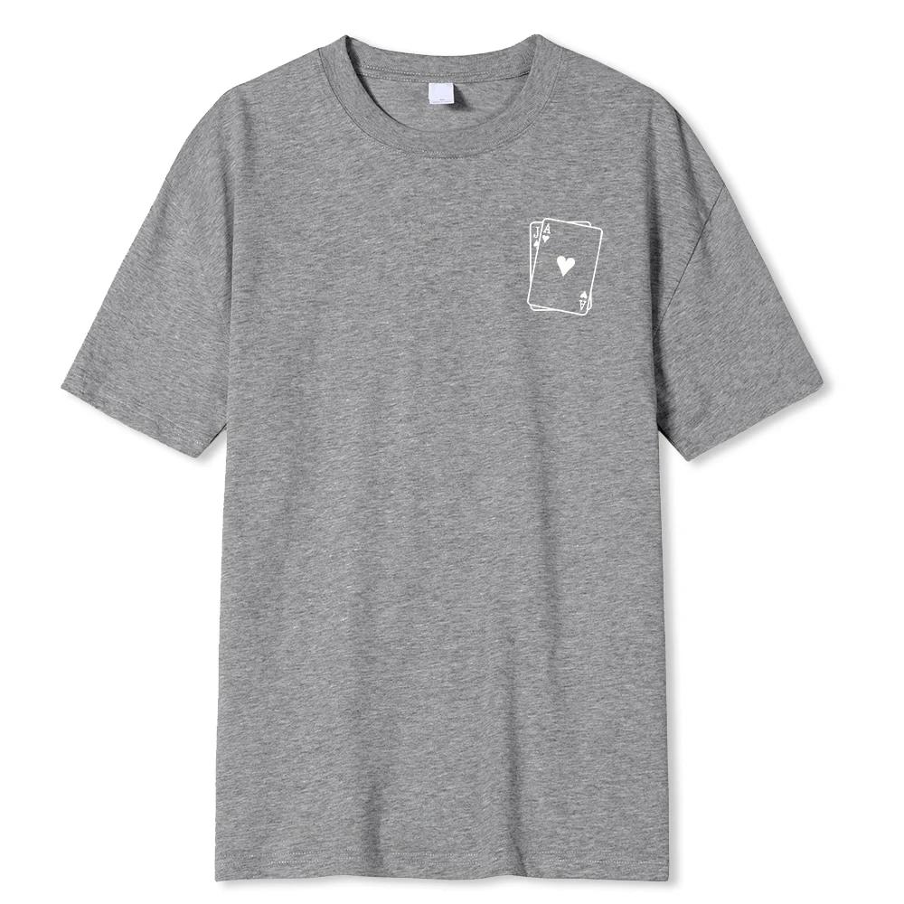 Playing Card Spades A Print Mens Cotton T-Shirts All-math Fashion Short Sleeve Breathable Oversize O-Neck Tops Male Tee Clothing