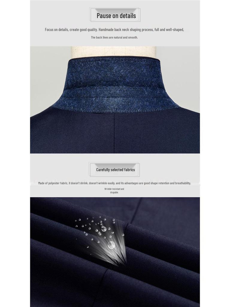 Men's Slim Fit Korean Style Suit - Three-Piece Formal Business Attire for Groom or Groomsman