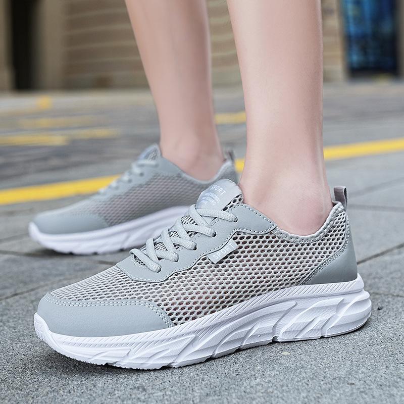 Single mesh summer mesh breathable sports shoes black hollow mesh deodorant large size casual running shoes