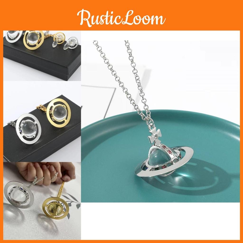 Necklace Luxurious Saturn And Earring Set Crafted With Premium Materials Alloy