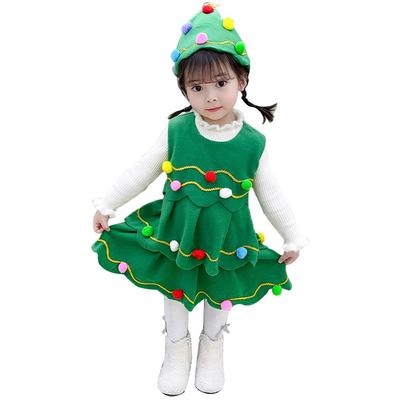 Lalapala Christmas Tree Cosplay Costume for Kids, Christmas Costume for Girls and Boys, Includes Hat, Super Cute, Perfect for Christmas Parties,
