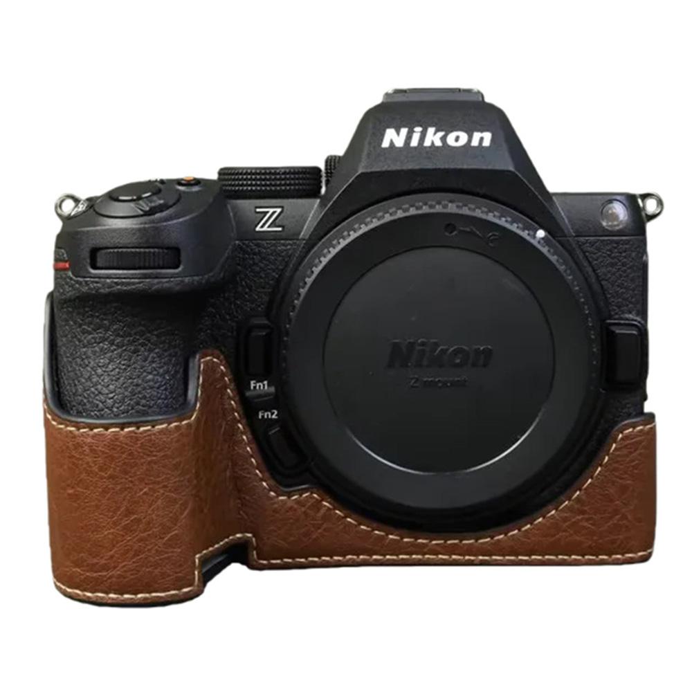 For Nikon Z 50 II Buffalo Texture PU Leather Bottom Case Half Body Camera Cover with Battery Opening