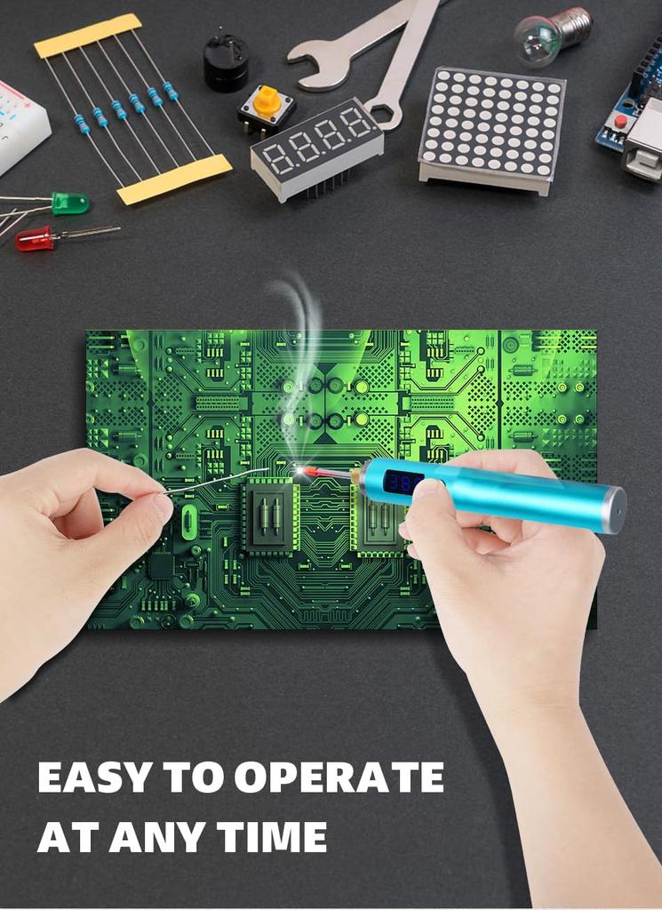 Digital Wireless Soldering 2600mAh 18650 Battery Replaceable to Temperature Charging Cable Compatible with 18650 Rechargeable Japanese Instruction