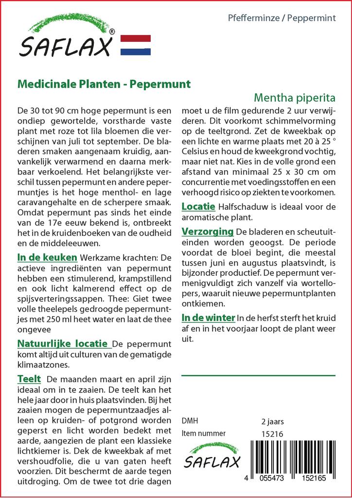 SAFLAX Garden In the Bag - Peppermint - 300 Seeds - With Substrate In a Fitting Stand Up Bag - Mentha Piperita