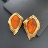 Vintage European & American Geometric Clip-On Earrings - Autumn/Winter Mature Style, Non-Pierced, Retro Irregular Design for Women