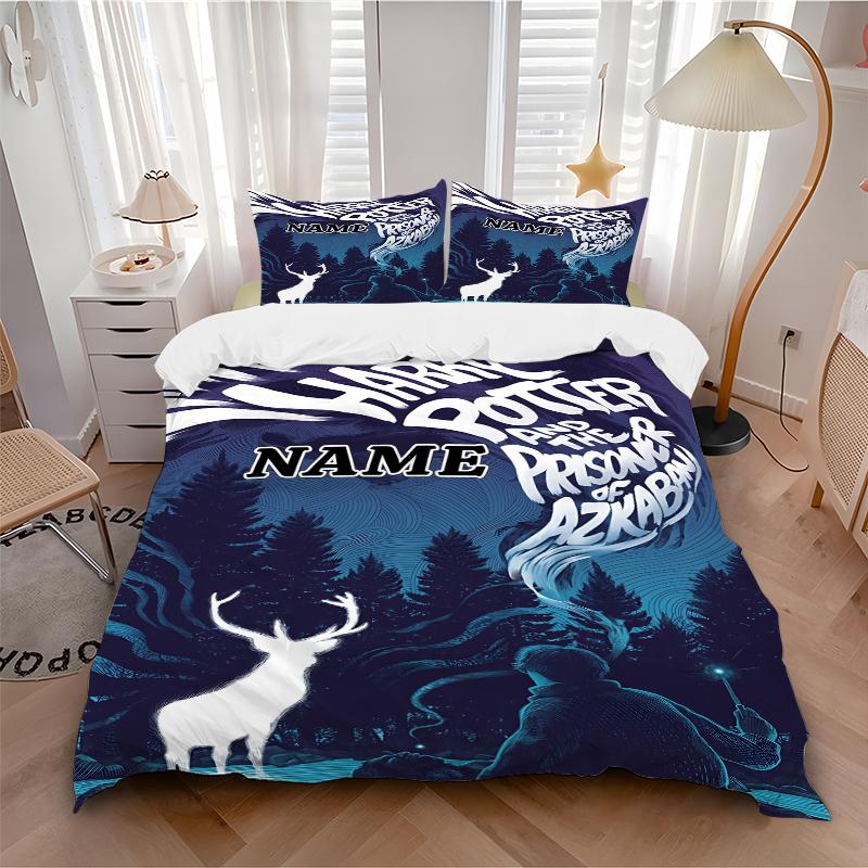 Custom Name Cartoon Harryl Bedding 3 Piece Set HD Print Duvet Cover Pillowcases for Teens Adult Bedroom Decoration