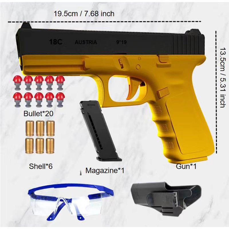Black Glock Automatic Shell Ejection Soft Bullet Toy Gun G18 Airsoft Pistol Armas Children CS Shooting Weapons Gun Toy for Boys