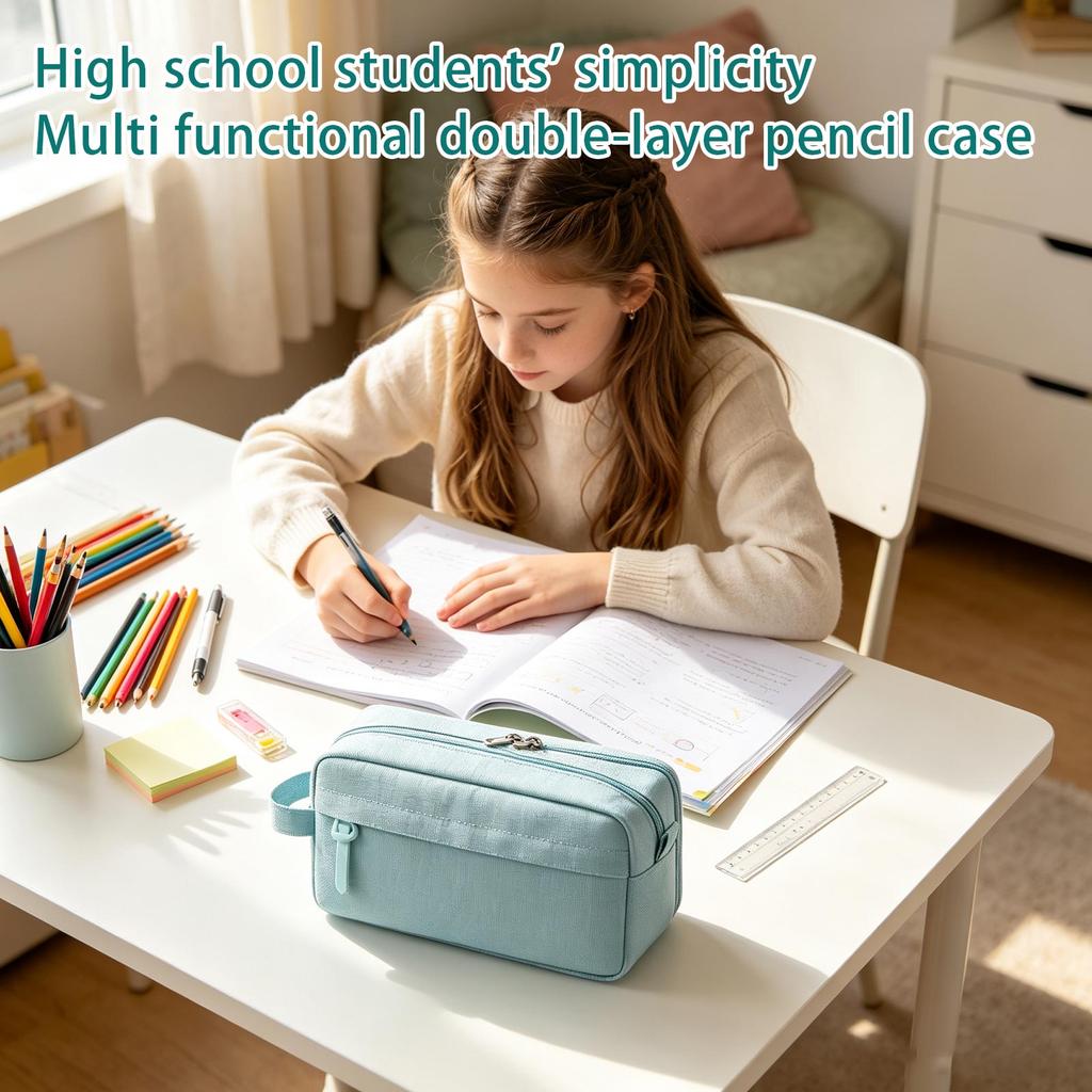 Double Layer Pencil Case, Multi-Functional Pen Holder for High School School Elementary Students