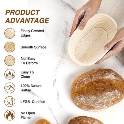 Gärkörbchen aus Rattan zum Backen von Sauerteigbrot, handgefertigt, rund, oval, Set, Heimdekoration, Küchenhelfer