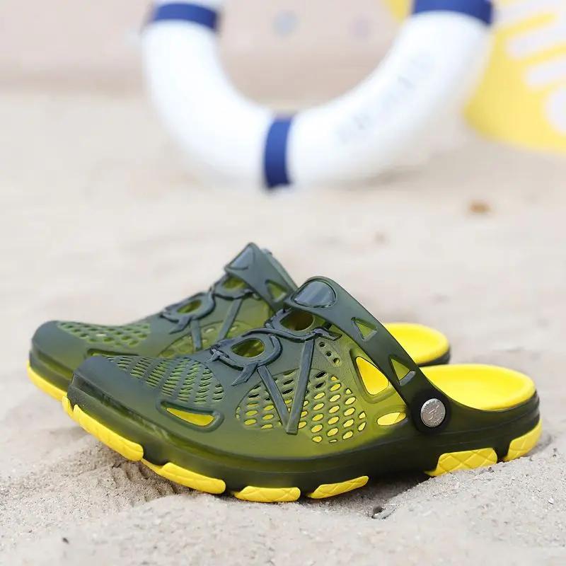 Fashion Slides Men's Shoe Male Slipper Hole Half Mules Eva Pvc Outdoor Beach Elegant Comfortable Cheap Shoes Liquidation Designer Luxury