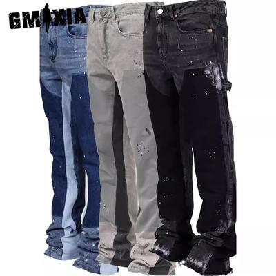 Herren-Jeansoveralls Fashion Ins Overalls Elastische Patch-Jeans Laminierte Schlaghosen